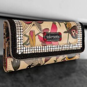 Sakroots Birds of Paradise Clutch Trifold Wallet Nature Peace Happy boho